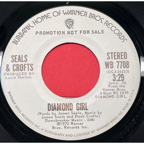 Seals & Crofts Diamond Girl 45 Pop Promo Warner Brothers 7708 1973 - Picture 2 of 4